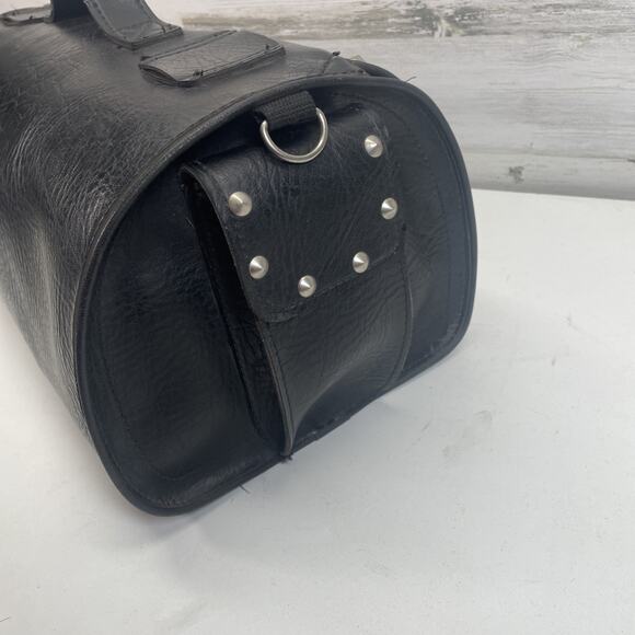 River Road Black Motorcycle Handlebar Leather Tool Bag Harley Accessory Biker - Picture 10 of 14